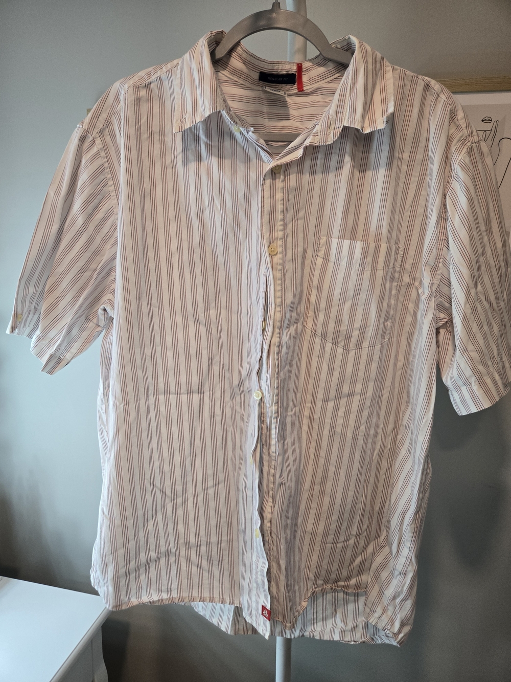 Old Navy Short-Sleeve Striped Button-Down Shirt - Light Pink & White